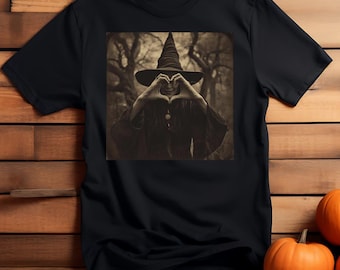 Vintage sorcière coeur mains PNG : Halloween art mural gothique (téléchargement numérique)