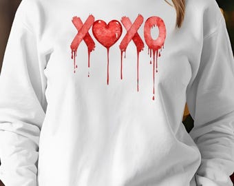 Bloody XOXO Heart PNG, Horror Valentine-sublimatie (digitale download)