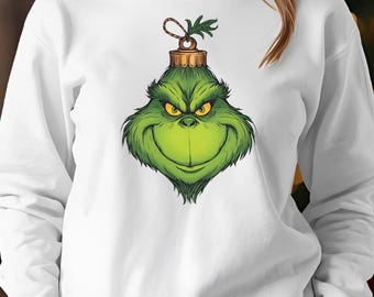 Conception drôle d'ornement de Noël Grinch | Vacances PNG SVG (téléchargement numérique)