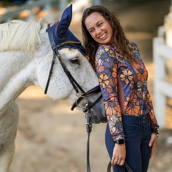 Ladies UPF 50+ Sun Shirt - Equestrian Riding Shirt With Quarter Zip & Mesh Vents