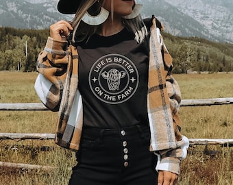 Farming Shirts | Dairy Cow Shirt, Farm Girl T-Shirt, Farm Life Tee, Cow Tee for Women, Farm Sweet Farm, Country T-Shirts, Cow Farmer Gifts