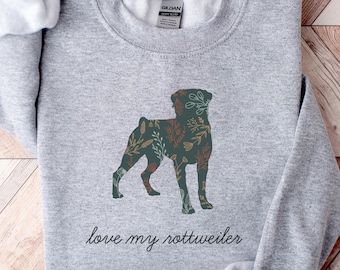 Boho Rottweiler Sweatshirt, Rottie Mama Sweater, Dog Lover Shirts, Fur Mama Crewneck, Rottweiler Shirts, Dog Mom Gift, Rottie Gift Pullover