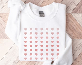 Trendy Ombre Sweatshirts, Pink Hearts Sweater, Trendy Valentine Crewnecks, Teen Daughter Gifts, Best Friend Sweater, Girlfriend Wife Gifts