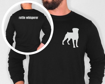 Custom Rottie Shirt, Rottweiler Long Sleeve T-Shirt, Dog Lover Tee, Dog Silhouette Shirt, Rottie Dad Gift, Gift for Dog Owners