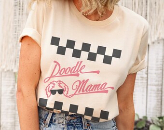 Retro Doodle Mama T-Shirt, Bernedoodle Mom Shirt, Aussiedoodle Owner Gift, Dog Ears Graphic Tee, Pet Themed Top, TShirt Gift for Dog Lover