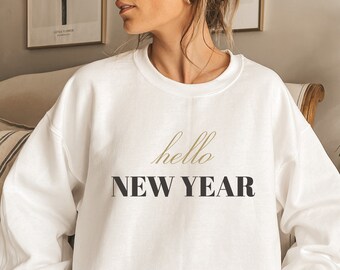 Hello New Years Sweatshirt, Womens Nye shirt, Cheers New Year Sweater, Holiday Hoodies, Girls NYE Crewnecks, 2023, Happy New Years Eve Gifts