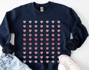 Heart Sweatshirt | Trendy Ombre Hearts Crewneck Sweater, Womens Valentines Day Sweatshirt, Valentines Day Gift for Her, Pink Hearts Pullover