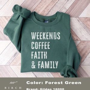 Faith Based Sweatshirt, Coffee Faith and Family Shirt, Trendy Christian Sweaters, Bible Verse, Jesus Tees, Worship Shirt, Religious Gifts
