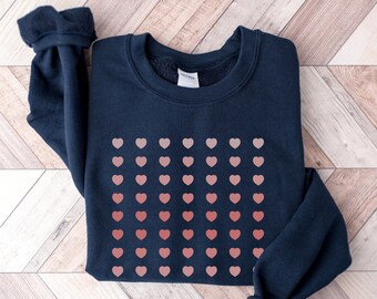 Oversized Heart Sweatshirts, Trendy Valentines Sweaters, Womens Pink Ombre Hearts Shirt, Sisters Love Sweatshirt Gift, Wife Anniversary Gift