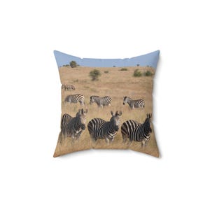 Zebras in the Wild Square Pillow, Zebra Print Cushion Case, Safari Animal Lover Decor, Gift for Wildlife Enthusiast, Jungle Theme Throw