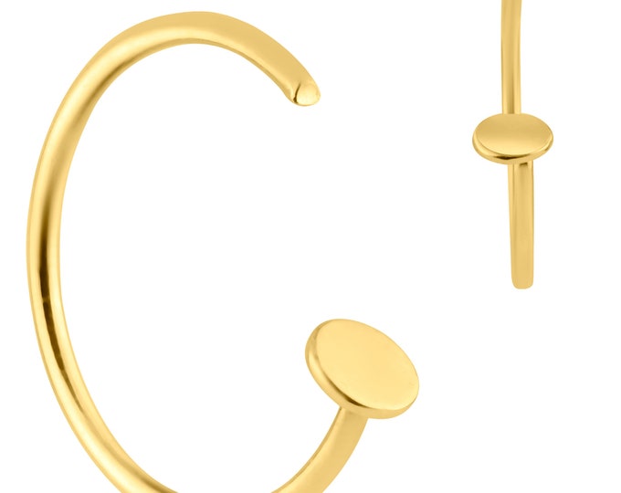 14k Solid Gold Halfmoon Design Hoops Piercing Nose Ring | Lip Piercing | Helix Hoop | Cartilage | Conch Hoop | 8MM | Body Jewelry | Earring