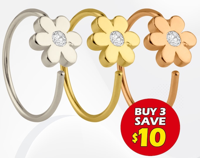 Flower Hoop Earrings with Cubic Zirconia, Sterling Silver Floral Earrings, Gift For Her, Elegant Jewels