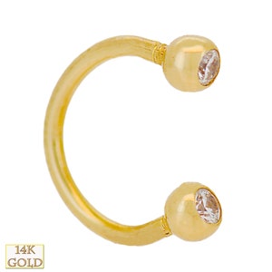 14k Solid Gold Horseshoe with CZ Ball External Threaded Screw