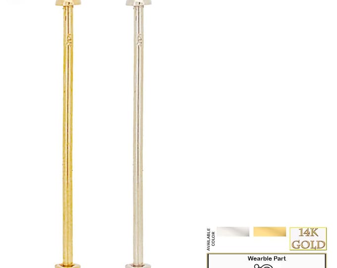 14k Solid Gold 14g Spike Industrial Barbell Externally Threaded | Tragus Piercing | Cartilage Piercing | Industrial Piercing | 37MM