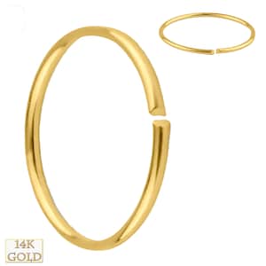 14k Solid Gold Seamless Continuous Ring Hoops Piercing Twist Top Open | Nose Ring | Lip Piercing | Helix Hoop | Cartilage | Conch Hoop