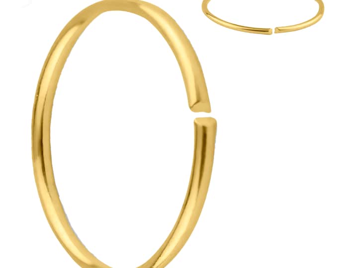 14k Solid Gold Seamless Continuous Ring Hoops Piercing Twist Top Open | Nose Ring | Lip Piercing | Helix Hoop | Cartilage | Conch Hoop