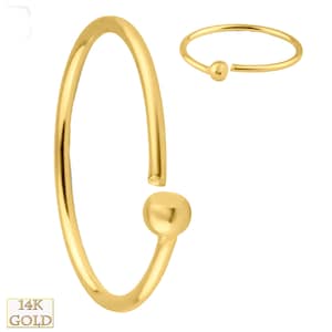 14k Solid  Gold Fixed Bead  Hoops Piercing Twist to Open | Nose Ring | Lip Piercing | Helix Hoop | Cartilage | Conch Hoop