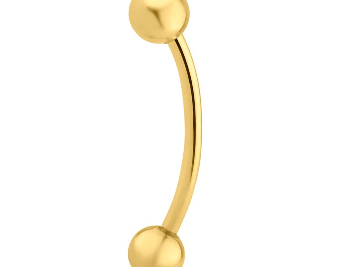 14k Solid Gold Eyebrow Plain Design External Threaded Screw rook earring jewelry Ring Rook Curved Barbell Cartilage Gift for Her 8MM 10MM