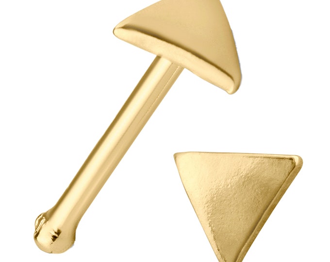 14k Solid Yellow Gold Polished Plain Triangle Design Nose Bone