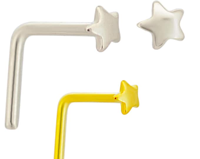 Sterling Silver Dainty Star L-Shaped Nose Ring