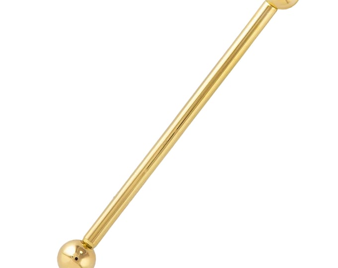 14k Gold Plain Ball Ball Externally Threaded 14g Barbell l Industrial l Eyebrow l Lips