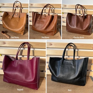 Brown Leather totes for women madein italy