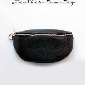 Leather Bum Bag Trendy Hip Pack Black Fanny Pack with Personalized Initial and Wallet Waist Bag Made in Italy Black