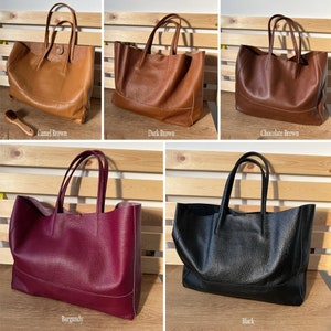 Brown Leather totes for women made in italy