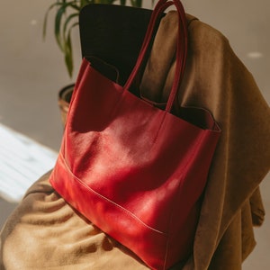 Women Leather Tote, Brown Genuine Leather Handbags, Cross Body Bag, Handmade in Italy, Gift for Her image 8