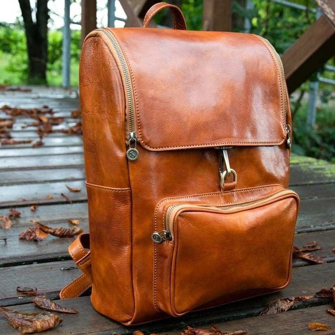 Brown Leather Backpack - Travel Leather Rucksack - 15 Inch Laptop ...