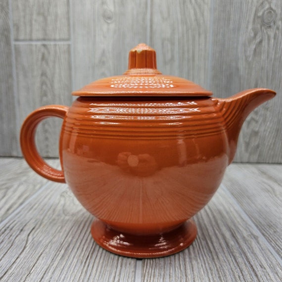 Vintage Fiesta Ware Teapot Radioactive Red Orange Antique Homer