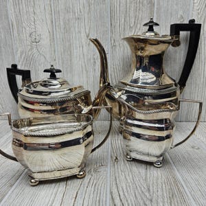 Vintage Sheffield EPNS Silver Plate Tea Coffee Set Pot Creamer Sugar Bowl Englan