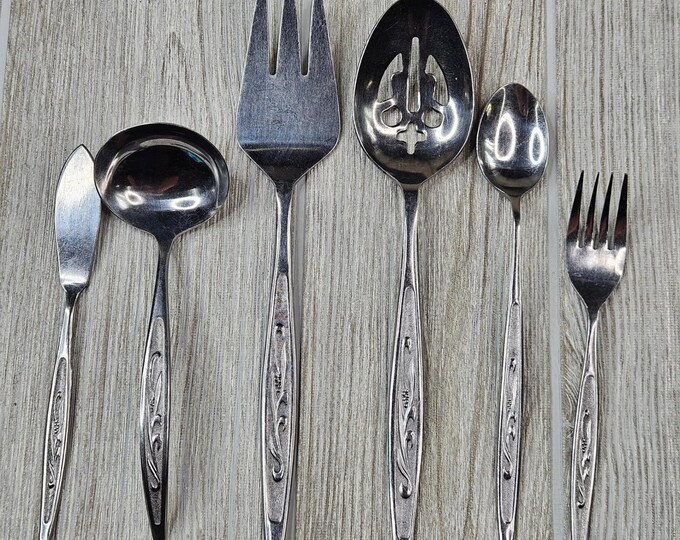 Spring Bouquet Korea Stainless Steel Serving Utensils Set of 6
