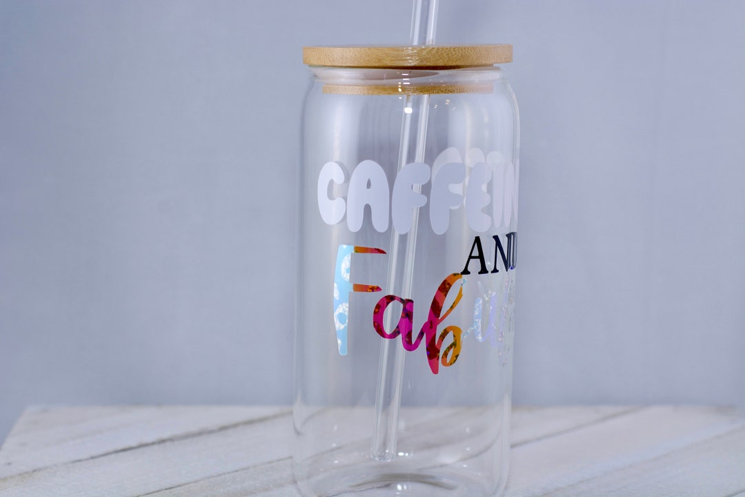 16 Oz Beer Glass With Glass Straw and Bamboo Lid - Caffeinated and ...