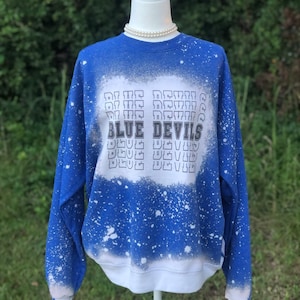 Blue Devils Bleached Sweatshirt | Blue Devils Shirt | Blue Devils Football | Blue Devils Basketball | Football Mom | Bleached Shirt | Devils