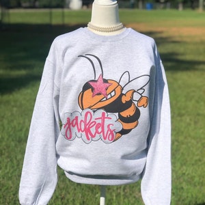 Yellow Jackets Sweatshirt | Jackets Sweatshirt | Yellow Jackets Football | Preppy Yellow Jackets Mascot | Jackets Sweatshirt | Football Mom