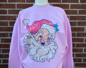 Christmas Sweatshirt | Sequin Sweatshirt | Christmas Sequin Sweatshirt | Sequin Santa | Santa Sweatshirt | FAUX SEQUIN | Pink Santa