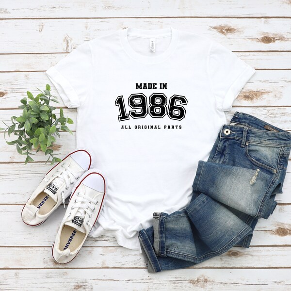 Gemaakt in 1986 T-shirt cadeau, 38e verjaardagscadeau voor de mens, 1986 T-shirt, verjaardagscadeau voor mannen, verjaardag T-shirt cadeau, grappige 38e verjaardag Tee