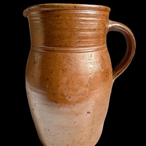 French Vintage Stoneware Clay Pitcher ~ Rustic Glazed Provencal Mediterranean Style handmade TerraCotta Jug Jarre Cruche ~ Farmhouse Decor