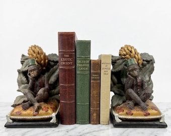 Vintage Bookends Monkeys in a Fez Palm Beach Regency Decor