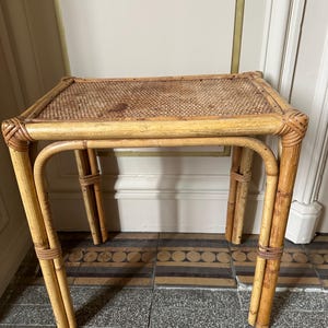 French vintage bamboo rattan small coffee or side table classy and elegant