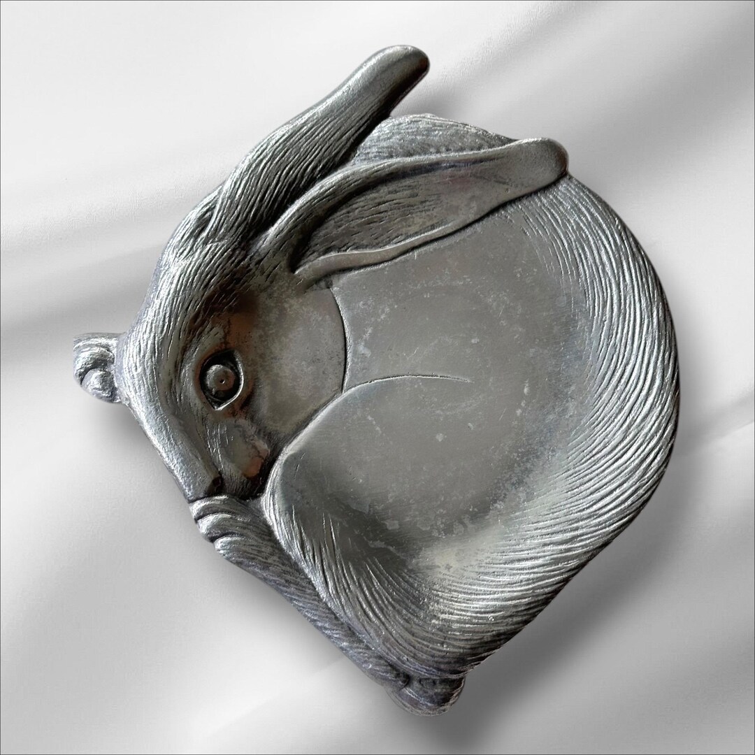 Vintage 1988 Arthur Court Aluminum Bunny Rabbit Trinket Tray Catchall ...