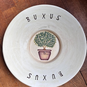 Large French country bowl ‘BUXUS’ design, rustic farmhouse kitchen decor, Provence style, topiary motif, centerpiece bowl XL,  XXL