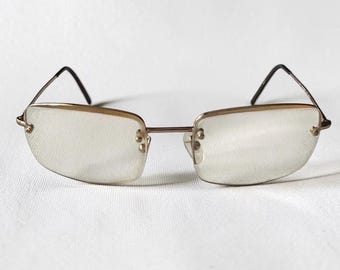 Vintage Gucci Eye Glasses Frames Metal Gold Half Rim GG1653/S