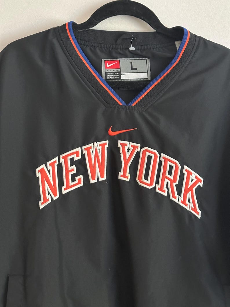 Vintage Nike Middle Swoosh svart New York Half Zip vindjacka pullover jacka herr XL bild 3