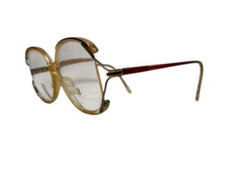 Vintage Glasses Eternity Gold Brown Wire Frame Butterfly Oversized Style Women