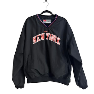 Vintage Nike Middle Swoosh svart New York Half Zip vindjacka pullover jacka herr XL bild 1