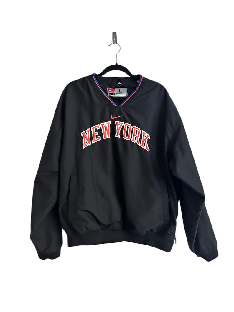 Vintage Nike Middle Swoosh svart New York Half Zip vindjacka pullover jacka herr XL bild 1