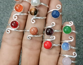 Lote Mayorista!!! Anillo de piedras preciosas multi &mix Anillo ajustable hecho a mano Anillo chapado en plata de ley 925 Anillo a granel Regalo para su regalo de Navidad