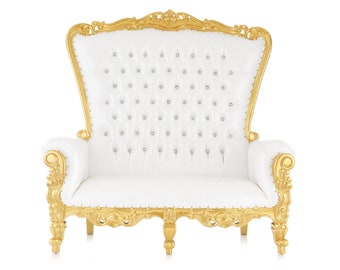 Double Seater Handcrafted High Back Accent Design Wedding Love Seat Throne Chair